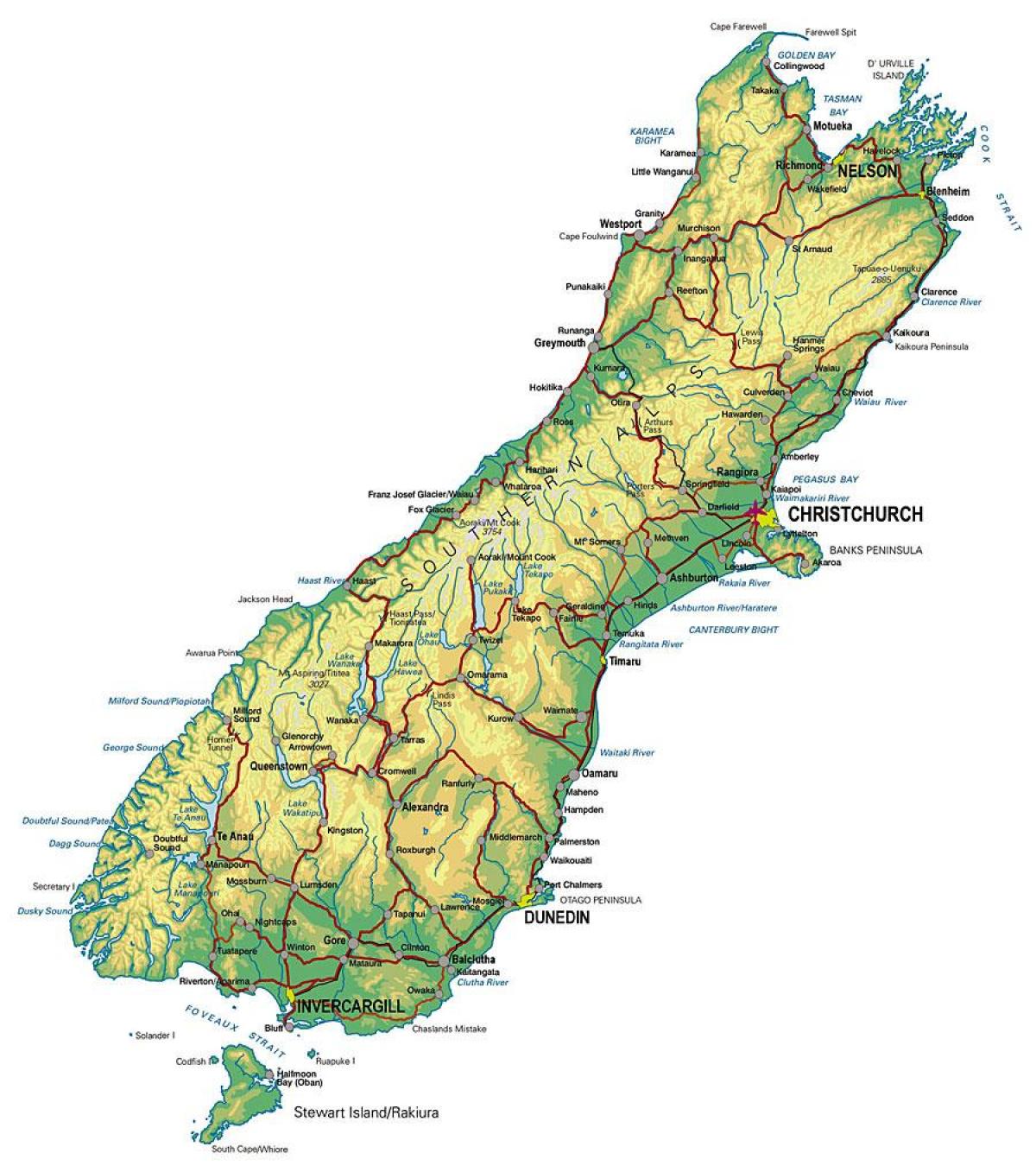 خريطة جنوب نيوزيلندا