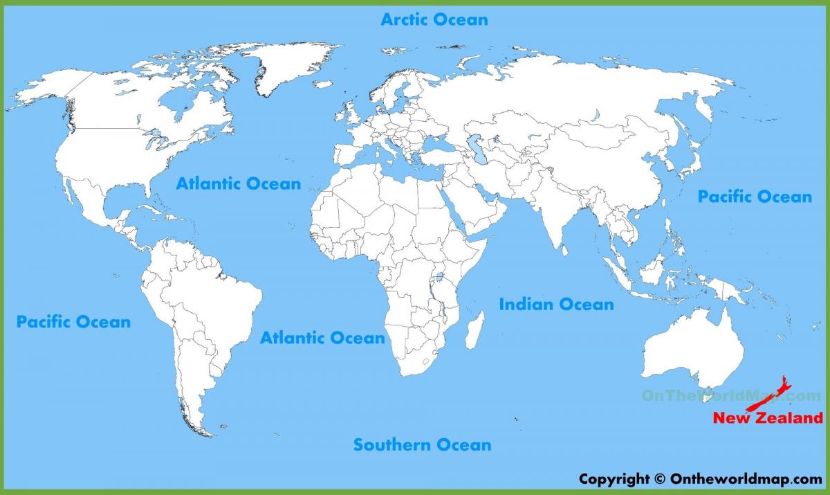 نيوزيلندا الموقع على خريطة العالم ، 