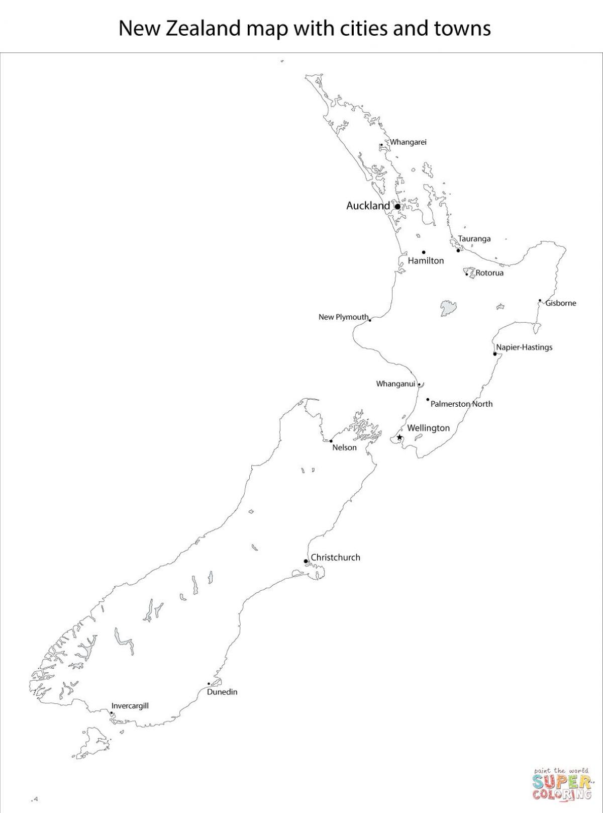 نيوزيلندا خريطة المدن والبلدات
